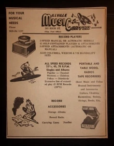 Millville Music Center 1954 anuncio Millville, Nueva Jersey - Imagen 1 de 1