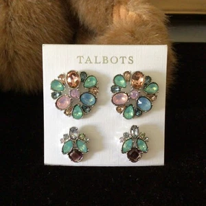 NWT Talbots Women’s ICICLE BLUES TONES STUD EARRINGS SET - Picture 1 of 4