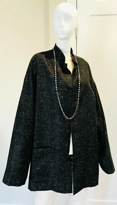 ESKANDAR GRAY GREY TWEED MANDARIN COLLAR JACKET TUNIC COAT WOOL CASHMERE MINT  - Image 1 of 4