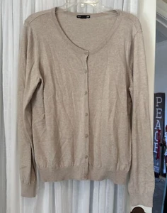H&M Button Down Light Sweater Khaki L - Picture 1 of 5