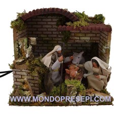Capanna con natività in movimento 12 cm