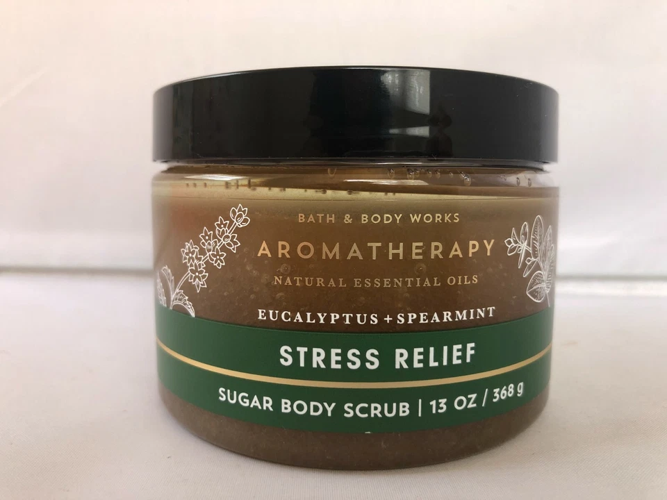 Bath and Body Works Aromatherapy Natural Essential Oils - Stress Relief - Eucalyptus + Spearmint Sugar Body Scrub 13oz/368g