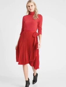 Banana Republic Factory Pleated Wrap Midi Skirt M Ultra Red #665069 - Picture 1 of 8