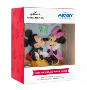 Hallmark Ornaments Disney MICKEY MOUSE & MINNIE MOUSE On Swing Mistletoe In Love - Picture 1 of 5