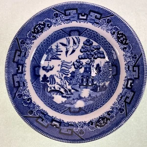 Buffalo China Pottery Semi-Vitrious Blue Willow Rim Soup Bowl - Vintage - Bild 1 von 7