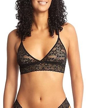 Bralette Hanky Para Mujer Negro/Dorado Noche Fiebre Estrella Encaje Triángulo Talla M Foto 1 de 1