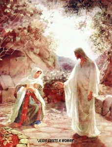 *Religious Postcard-"Jesus...greets The Woman"    {*Pro-4} - Picture 1 of 2