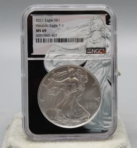 2021 NGC MS69 S$1 .999 1oz Silver Heraldic American Eagle T-1 *LOOK!* Free Ship - Picture 1 of 4
