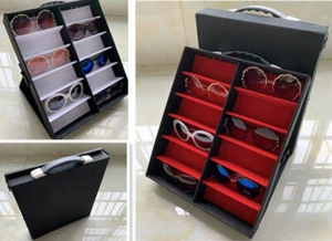 Hand-held Standable box travel Sunglasses Glasses Display 12 grid Storage Case - Picture 1 of 7