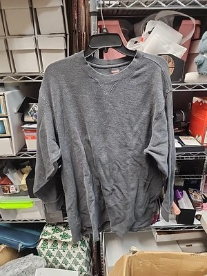 Camisa artesanal masculina grande manga longa pulôver waffle malha trabalho base camada 2XL - Imagem 1 de 3