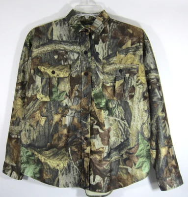 Cabela Women Advantage Timber Camouflage Shirt LRG Shacket Hunting Button Front - Image 1 of 4
