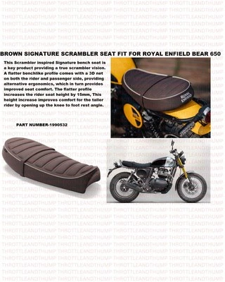 BROWN SIGNATURE SCRAMBLER SEAT FIT FOR ROYAL ENFIELD BEAR 650 - Image 1 of 4