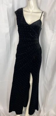 Bcbgmaxazria black velvet rhinestone gown dress size XS Bcbg - Image 1 of 4