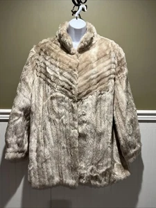 Vintage Jacques Saint Laurent Fur? Coat Womens Size L/XL?? Beige Old Money Retro - Picture 1 of 11