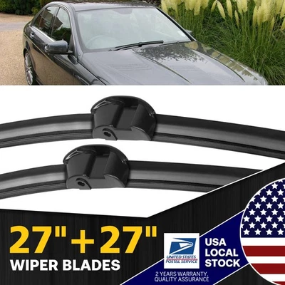 Front Windshield Wiper Blades For Mercedes-Benz S65 AMG 2008-2012 27"+27" 2Pcs - Image 1 of 4