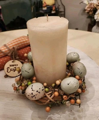 Huevo Robin azul hecho a mano 6" x 6" corona de Pascua/anillo vela Foto 1 de 4