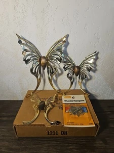 Vintage NOS Home Interiors Lot Of 3 Brass Butterflies w/Wood Bodies Original... - Picture 1 of 5