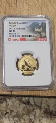 2016 CHINA G100Y PANDA EARLY RELEASES MS70 - Image 1 of 2