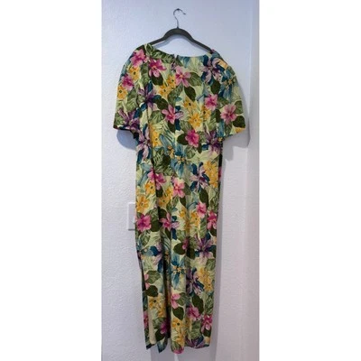 Maxi Vestido Maggy London Mujer Talla 18 100% Seda Floral Tropical Amarillo Forrado Foto 1 de 4