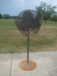 Vtg Original Hunter Industrial Pedestal Fan  R632556 2 Speed Use or Restore. - Picture 1 of 11