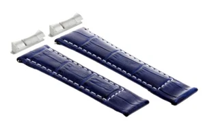 LEATHER BAND STRAP FOR ROLEX DAYTONA WATCH + END PIECE (LUGS) BLUE WS REGULAR - Picture 1 of 4