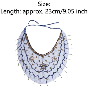 Belly Dance Tribal Face Veil Sequin Tassels Veil Masquerade Mesh Mask Headpiece - Picture 1 of 43