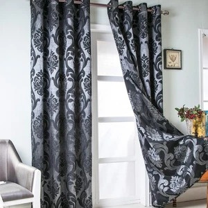 Damast Gardinen für Wohnzimmer, Gothic Gardinen Gardinen mit Blumenmuster,... - Bild 1 von 8