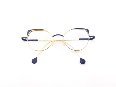 Anne et Valentin Eyeglasses, Frames Only, Comete 9C17 Gold/Navy, Metal/Plastic - Image 1 of 4