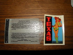 1948 Vintage Lindgren Turner Texas Auto Fenster Aufkleber Pinup Cowgirl heiß sexy COOL - Bild 1 von 7