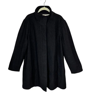 L.L.Bean Bellandi Premium Wool Black Coat Women's 2X Made in Italy Luxury Chic - Picture 1 of 5