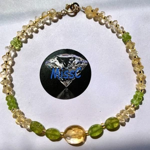 9CT GOLD PERIDOT AND CITRINE BRACELET AA+ GRADE ALL NATURAL STONE STAMPED 375 - Picture 1 of 8