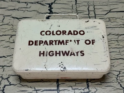 VTG Antique Colorado Dept of Highways Metal First Aid Kit Case Empty Box Prop - Image 1 of 4