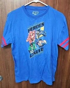 Justice League Heroes Unite Mens XL Shirt Licensed DC Comics Tee Blue - Picture 1 of 7