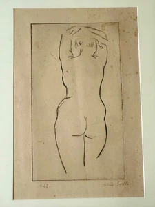 Artur Erdle  Radierung Akt Rückenakt Nackte Nude Frau 1922 Düsseldorfer Schule . - Bild 1 von 8