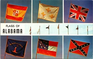 Flags of Alabama Postcard French British Spanish US - Picture 1 of 2