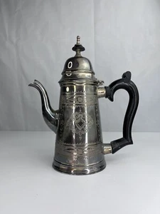 Antique Coffee Pot Silver plated brass EPNS Engraved Floral Pattern 20cm Tall - Picture 1 of 11
