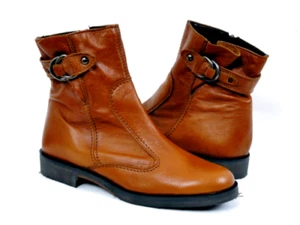 VALLEVERDE Stivaletto Donna Bikers Made in Italy In Pelle col Marrone Fibbia - Imagen 1 de 5