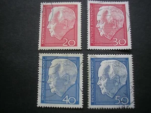 GERMANY sg1342-3 + 1447-8 President Lubke 1964 & 67 2 sets of 2 XF Used - Picture 1 of 1