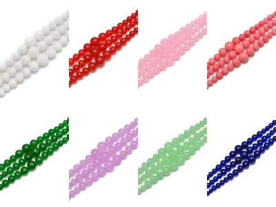 Dyed Jade Graduated Smooth Round Beads 6-14mm Length 18'' Strand - Image 1 of 4