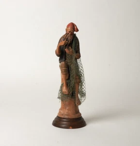 Statuina pescatore ceramica vintage G. Buzzetta firmata 31 cm - Foto 1 di 12
