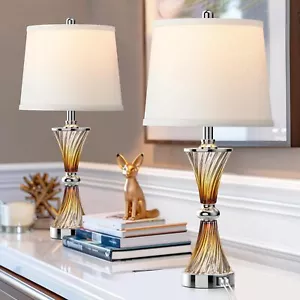 Set of 2 Glass Table Lamps for Living Room with 2 USB ports,3-Way Dimmable Touch - Picture 1 of 1
