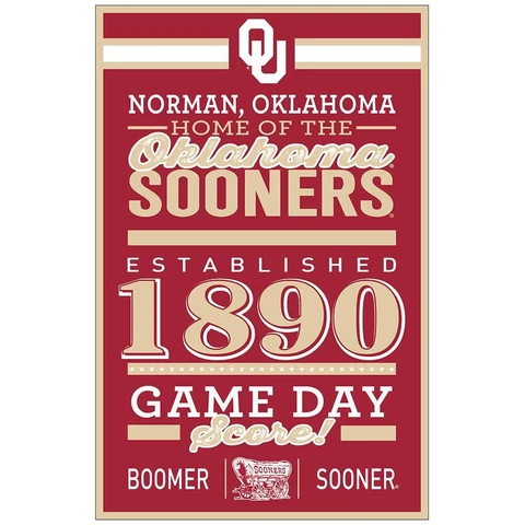 Oklahoma Sooners 11"x17" Wood Sign Established Design [NEW] Banner Wall Cover