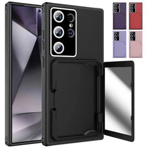 For Samsung Galaxy S24 Ultra S24 Shockproof Card Holder Hidden Mirror Case Cover - Picture 1 of 42