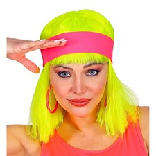 80er Aerobic Stirnband Neonpink Kopfschmuck Neon-Haarband Fitness-Schweißband