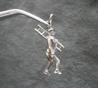 Man in Top Hat Carrying Ladder Vintage Sterling Silver Charm Pendant