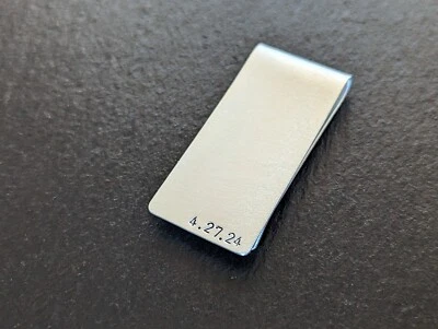Solid sterling silver money clip customized with your date - handmade - Image 1 of 4