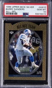 1996 Upper Deck Silver BARRY SANDERS #AN10 ALL-NFL PSA 10 GEM MINT POP 19 Lions - Picture 1 of 2