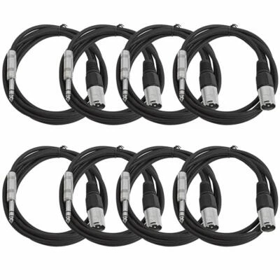 Seismic Audio SEISMIC 8 PACK Black 1/4" TRS  XLR Male 6' Patch Cables - Image 1 of 4