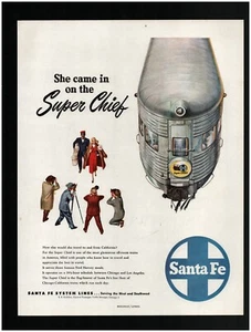 1948 Santa Fe Super Chief Zug Druckanzeige ~ kostenloser Versand ~ Eisenbahn RR - Bild 1 von 1