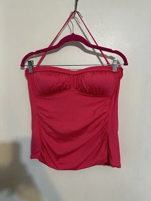 Apt. Mujer 9 Tankini Swim Top, Coral/Rosa Caliente, XL, Detalle Trenzado, Usado en Excelente Condición Foto 1 de 4